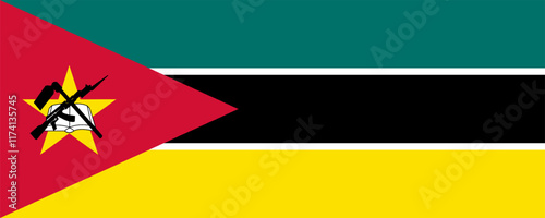 Flag of Mozambique, long version, Vector Images