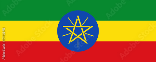 Flag of Ethiopia, long version, Vector Images