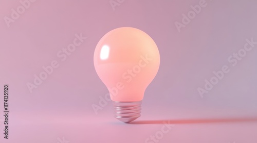 Soft Pink Light Bulb on Simple Background for Creative Use