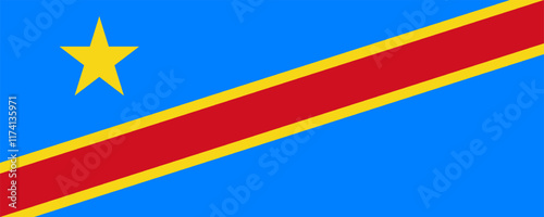 Flag of Democratic Republic of the Congo, long version, Vector Images