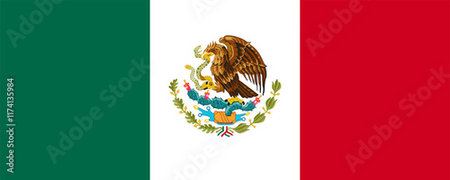 Flag of Mexico, long version, Vector Images