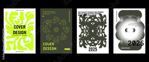 Posters with silhouette minimalistic basic figures, extraordinary graphic assets of geometrical shapes. Modern minimal monochrome print brutalist.