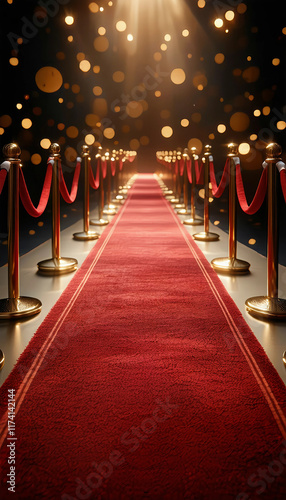 Red carpet and golden barrier vertical