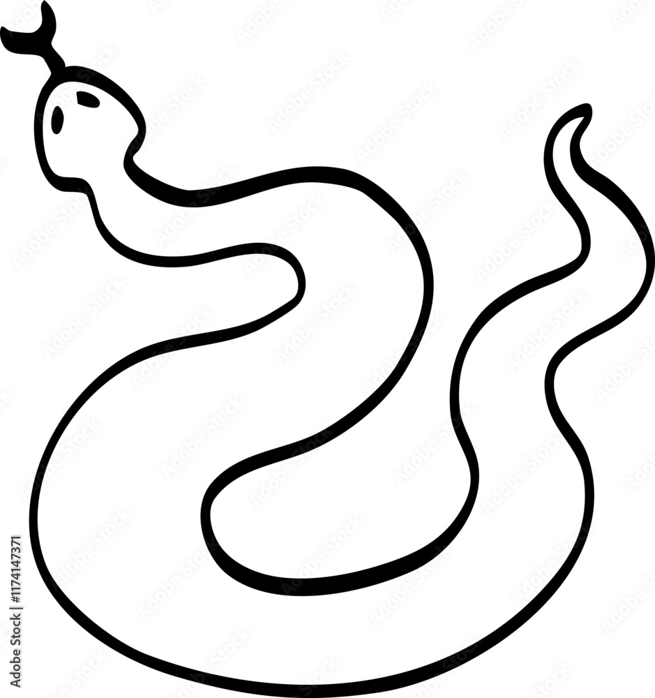 Fototapeta premium hand drawn cute cartoon of snake illustration.