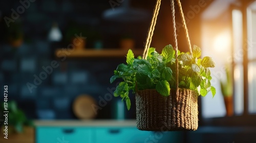 Sunlit Kitchen Herb Hanging Basket photo