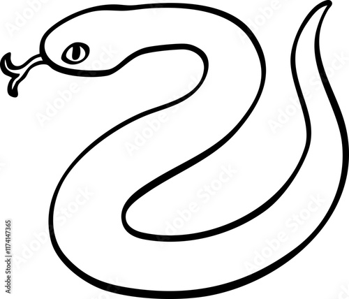 hand drawn cute cartoon of snake illustration.