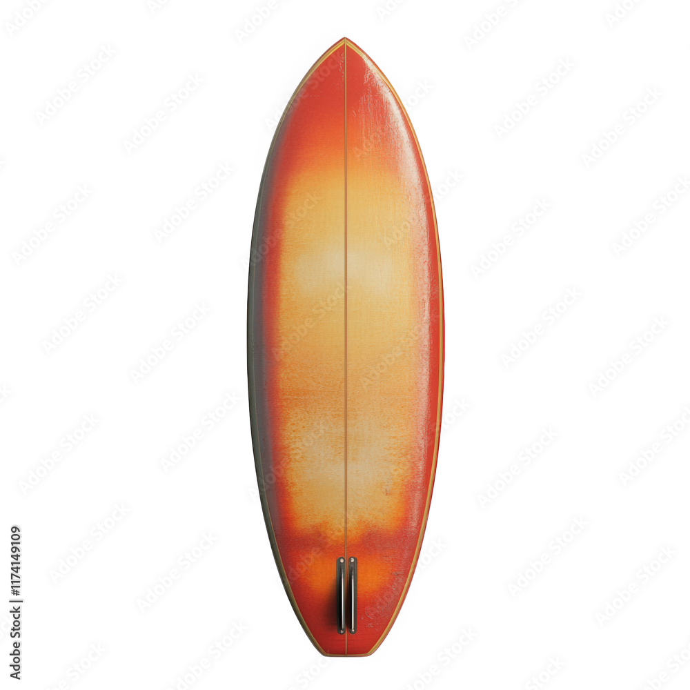 vibrant surfboard with a gradient design transitioning from orange to yellow. showcasing its sleek shape and smooth surface it represents leisure and sport. particularly surfing. inviting enthusiasts vibrant surfboard with a gradient design transitioning from orange to yellow. showcasing its sleek shape and smooth surface it represents leisure and sport. particularly surfing. inviting enthusiasts