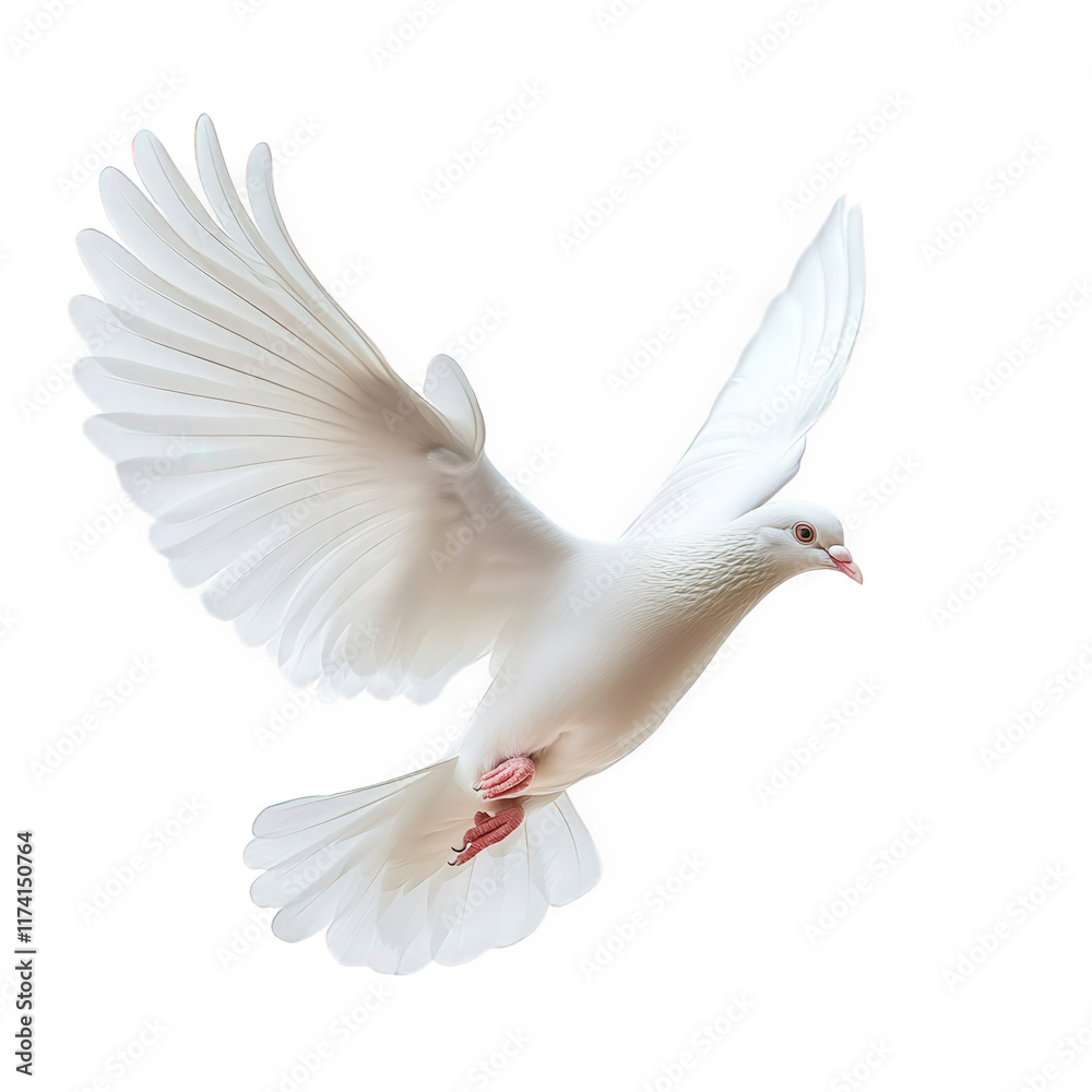a graceful white dove is captured in mid-flight. showcasing its elegant wings and serene expression against a bright. minimalist background peace. freedom. and hope. making it suitable for various con a graceful white dove is captured in mid-flight. showcasing its elegant wings and serene expression against a bright. minimalist background peace. freedom. and hope. making it suitable for various con