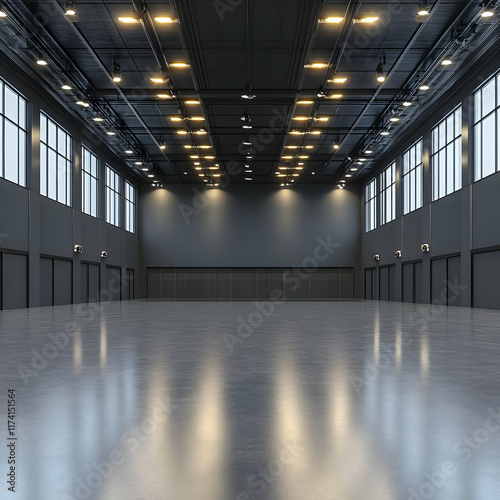 Empty Modern Exhibition Hall 3D Render