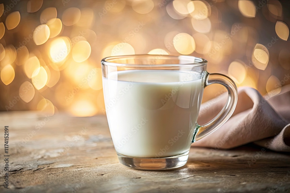 A side view of a glass filled with creamy milk, a refreshing dairy drink. A side view of a glass filled with creamy milk, a refreshing dairy drink.