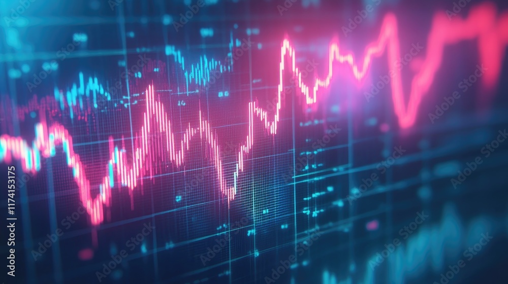 A detailed financial chart with an upward trend drawn in glowing neon lines on a blue gradient background. A detailed financial chart with an upward trend drawn in glowing neon lines on a blue gradient background.