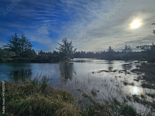 A king tide observed from Fort Stevens State Park om Warrenton, Oregon