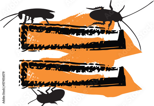 Equal symbol filled with cockroaches and bugs.