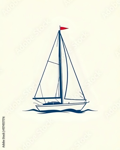 illustration vectorielle d'un bateau à voile naviguant sur la mer