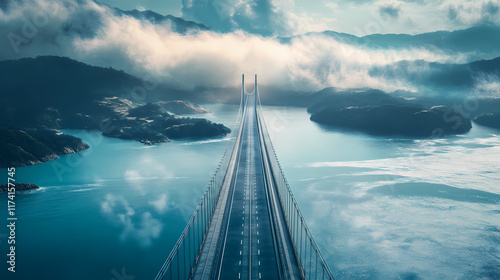 Conceptual ai generated image (not actual) - the hercilio luz bridge in florianopolis, santa catarina, brazil, as seen in a photograph. generative ai. Flarepath. Illustration