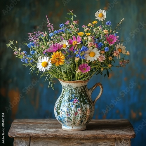 Wallpaper Mural wildflowers in a vintage ceramic vase  Torontodigital.ca