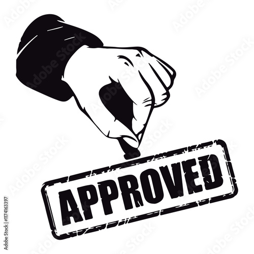 An approved rubber stamp on a white backdrop
