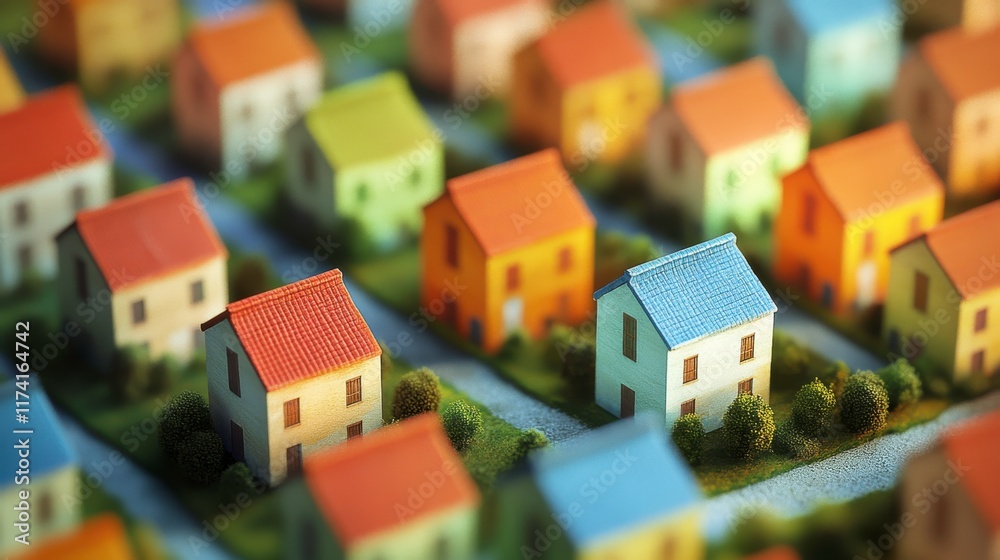 Vibrant 3D Rural Community in Warm Light