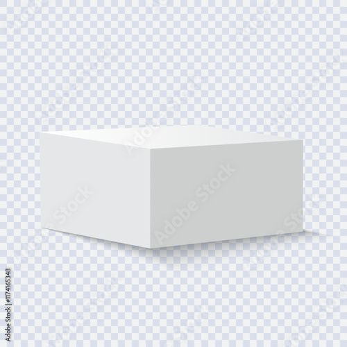 Blank square podiums stand to show products on transparent background, Vector illustration.