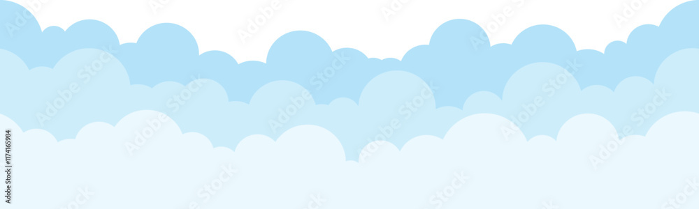 Blue shade clouds layer border, cut out isolated with transparent background.
