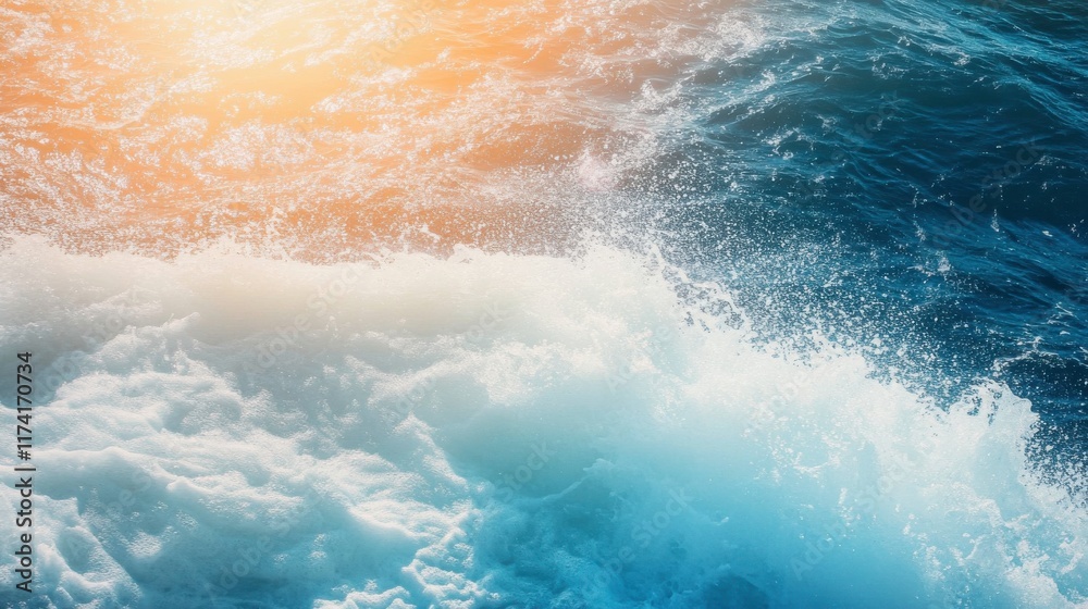 Fototapeta premium Warm Coastal Waves with Detailed Textures and Light