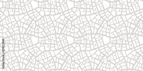 Abstract vector city map seamless pattern. Simple endless grey and white street map of town background. Subtle urban geometric texture with districts, roads and buildings. City plan, travel concept