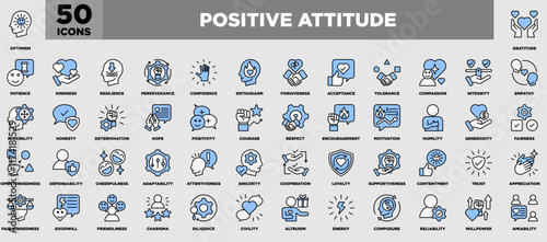 Positive Attitude Icon Set Blue Black