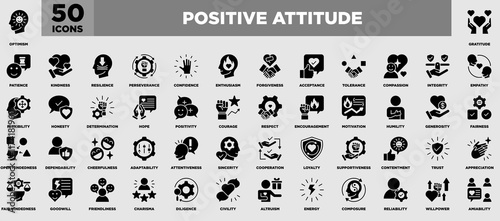 Positive Attitude Icon Set Glyphicon