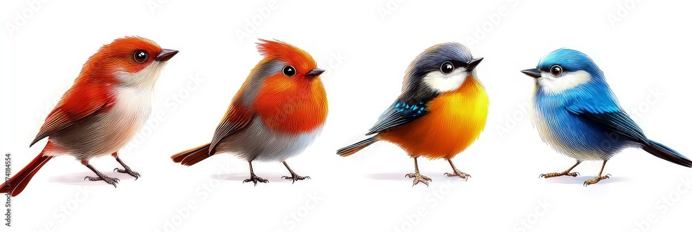 Fototapeta premium Different collection of cute illustration of swift bird isolated on white background