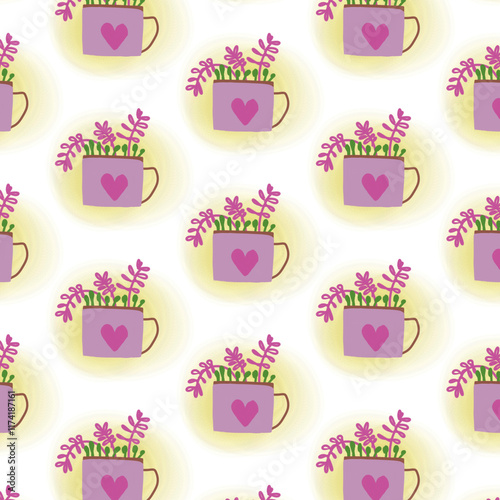 Floral Mug Seamless Pattern