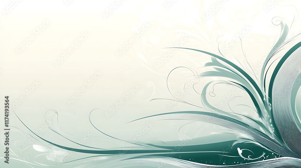 Abstract Teal Floral Design on a Light Background Abstract Teal Floral Design on a Light Background