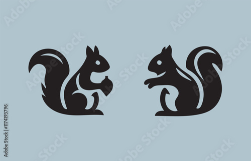 Squirrel logo icon vector illustration Vector logo Squirrel Animal black Set of Squirrel Logo. Icon design. Template elements
