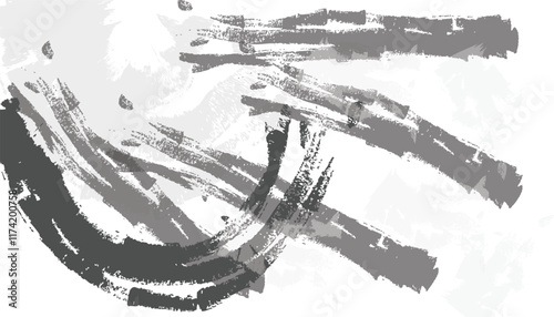 Abstract ink strokes background. Marble style. Texture of gray combination scratches on white paper. Wallpaper for web and gaming design.