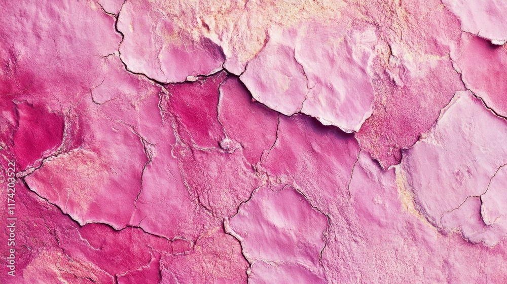 Fototapeta premium Cracked Pink Wall Texture, Abstract Background