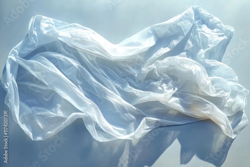 Wallpaper Mural Crumpled White Plastic Bag Mockup with Handle Holes on Gray Background Torontodigital.ca