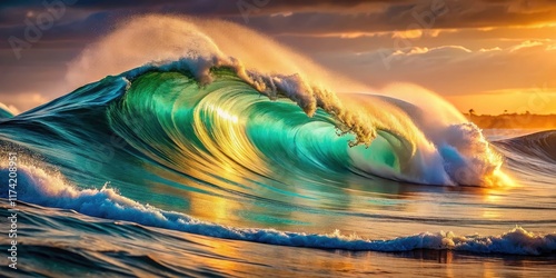 Abstract teal sand wave, dynamically elegant. Flowing silhouette, artistic design.