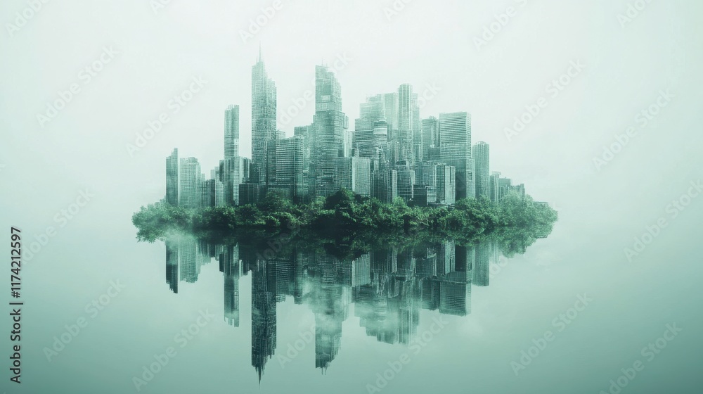 Fototapeta premium Futuristic Urban and Natural Contrast Concept