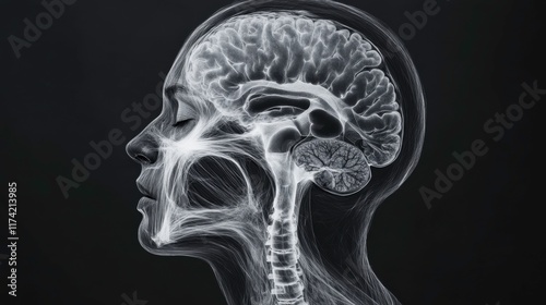 Human Anatomy of the Respiratory System in High Contrast