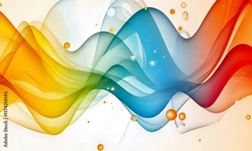 Colorful flowing waves, bright background, website design