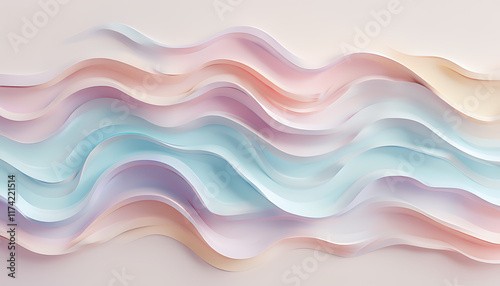 abstract 3d wavy texture in soft pastel colors