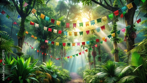 Lush Rainforest Independence Day Decorations - AI Art photo