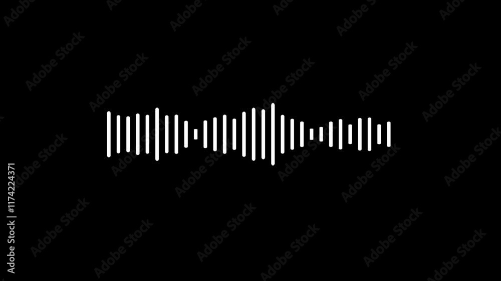 white line audio wave visualization voice record, sound wave audio wave from isolated on black background.
Audio waveform spectrum animation. Audio sound waves animation background.