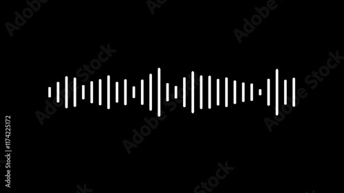 white line audio wave visualization voice record, sound wave audio wave from isolated on black background.
Audio waveform spectrum animation. Audio sound waves animation background.