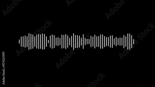 white line audio wave visualization voice record, sound wave audio wave from isolated on black background.
Audio waveform spectrum animation. Audio sound waves animation background.
