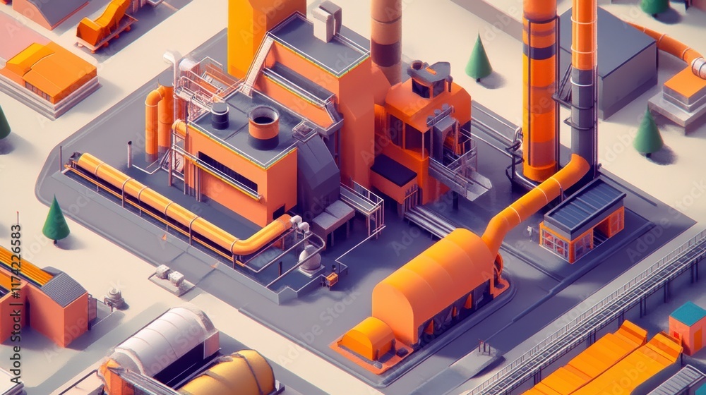 Vibrant Waste Processing Facility in Soft Shadows Vibrant Waste Processing Facility in Soft Shadows