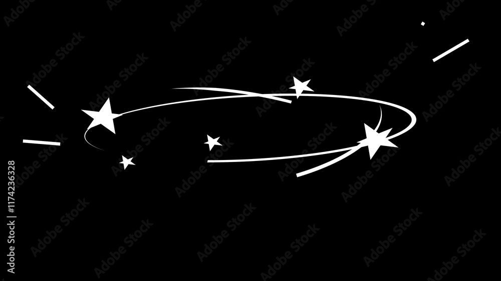 dizzy effect stars move around and above the head looped with an alpha channel. Rotating stars in chroma key
