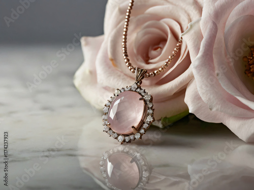 This rose quartz necklace combines elegance with timeless beauty.