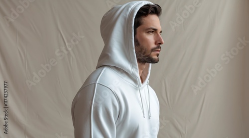 Portrait of a Man in a White Hoodie