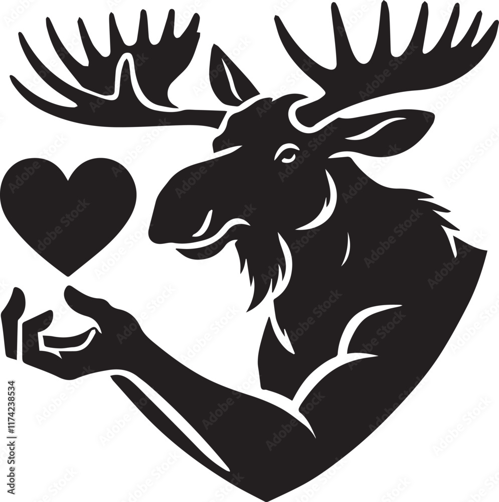Obraz premium Moose Holding Heart vector