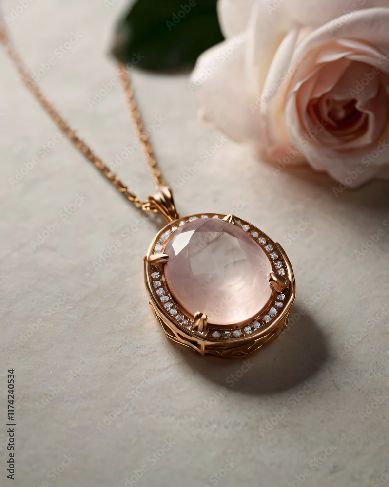 This rose quartz necklace is a statement piece of fine jewelry. This rose quartz necklace is a statement piece of fine jewelry.